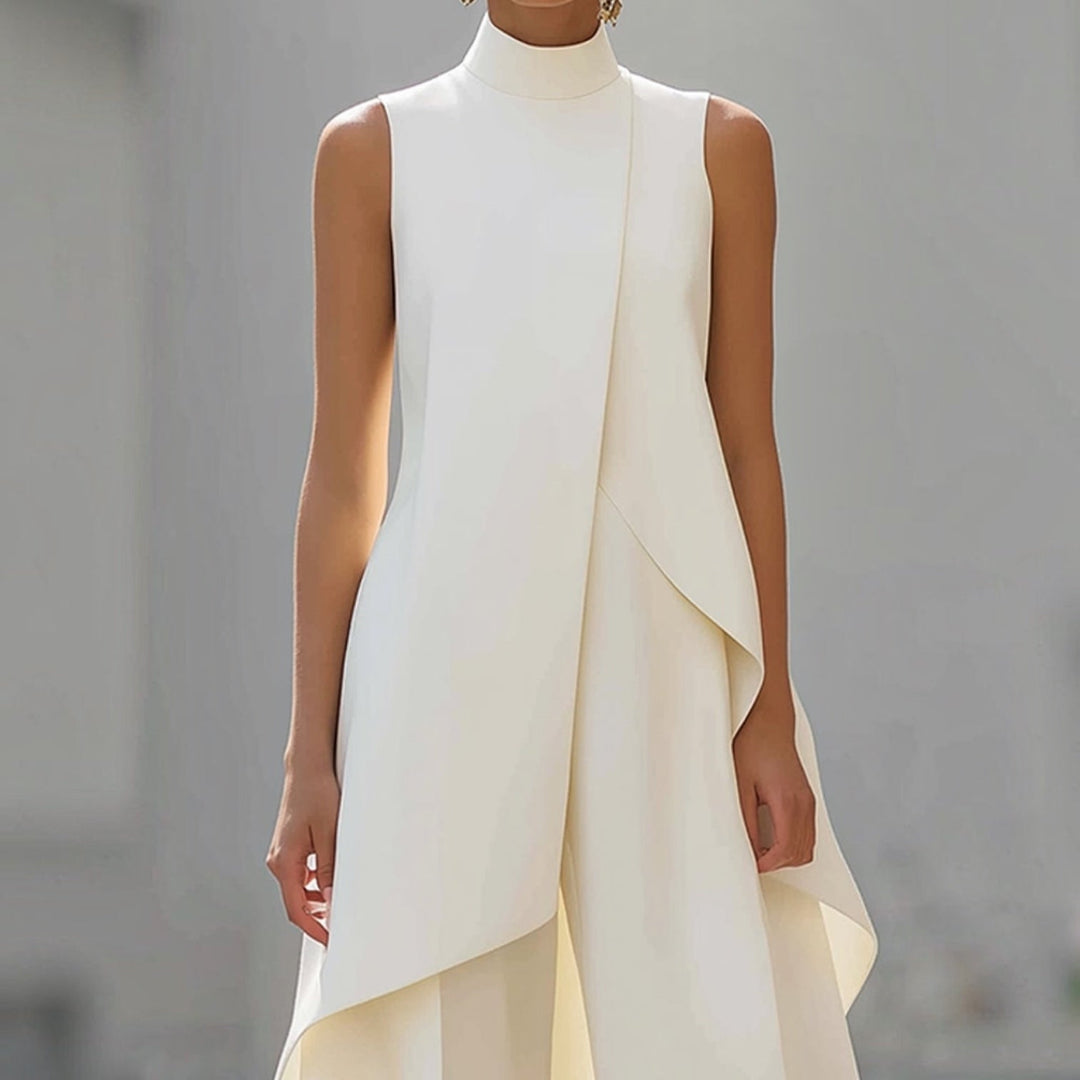 Valeria | Mono elegante con top de cuello alto drapeado