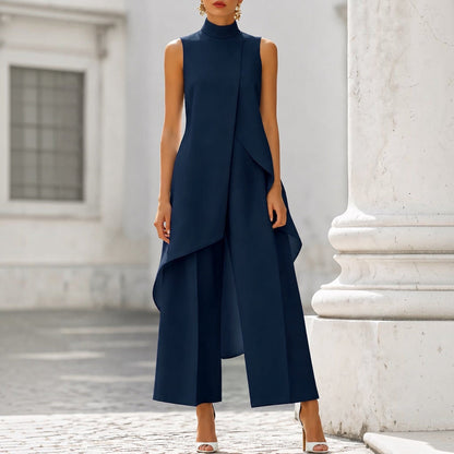 Valeria | Mono elegante con top de cuello alto drapeado