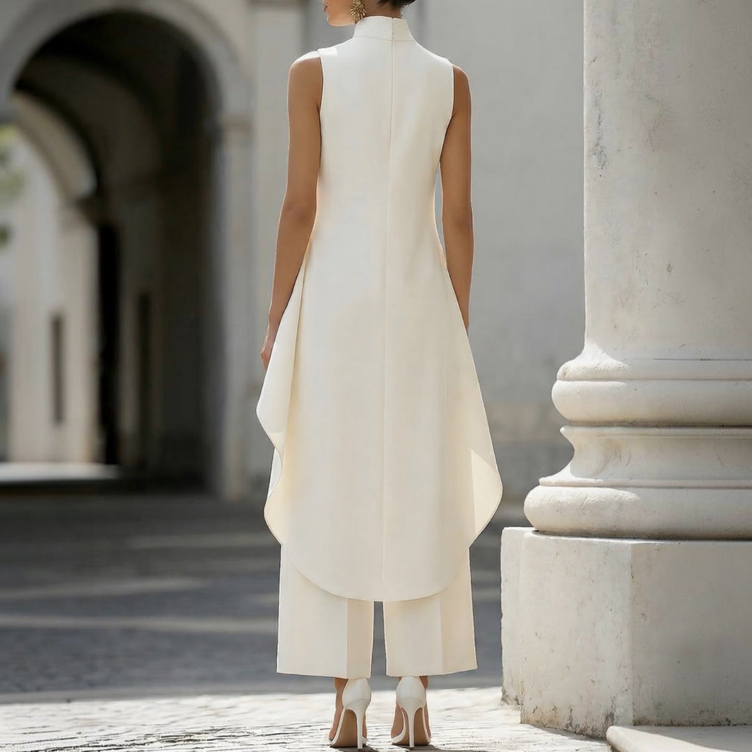 Valeria | Mono elegante con top de cuello alto drapeado