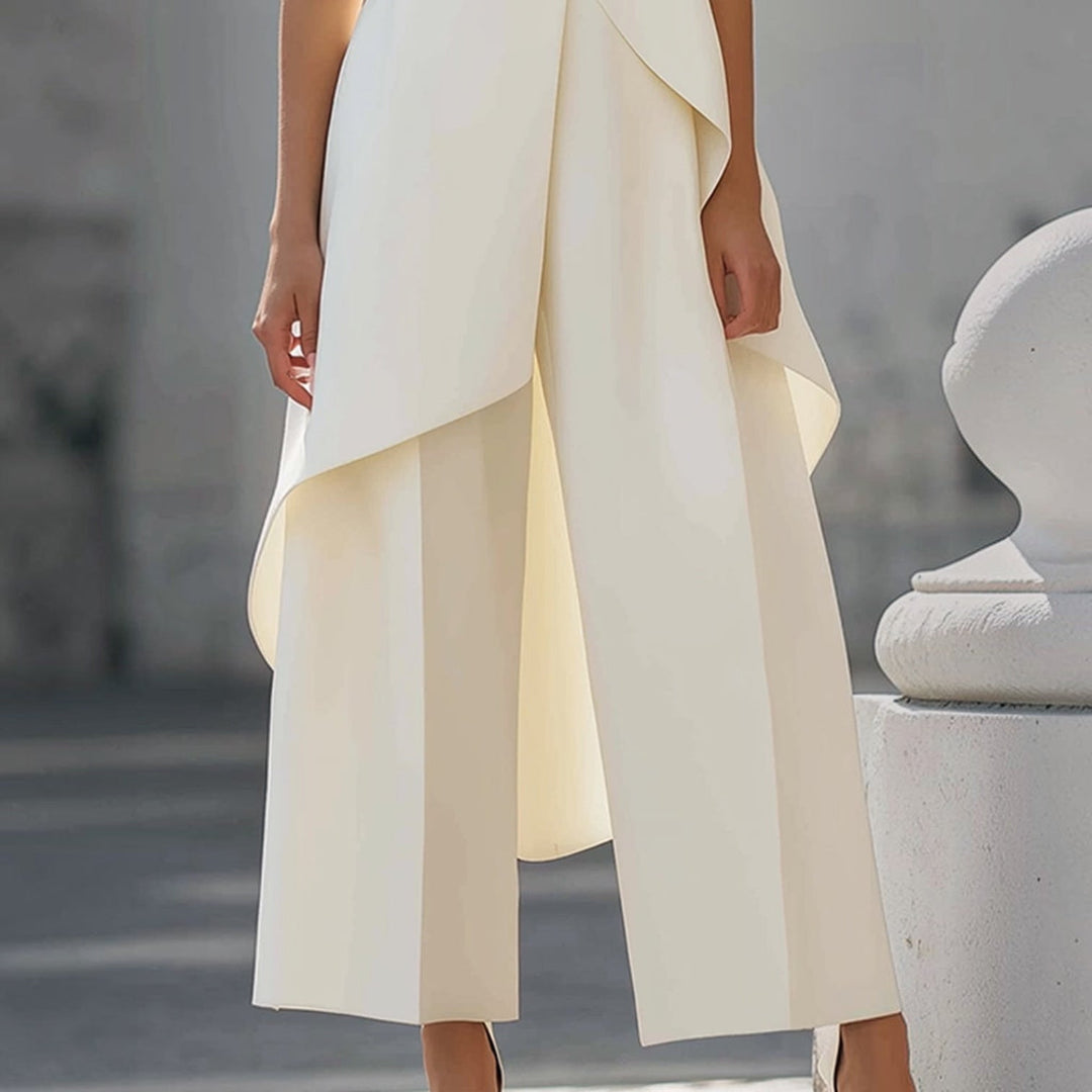 Valeria | Mono elegante con top de cuello alto drapeado