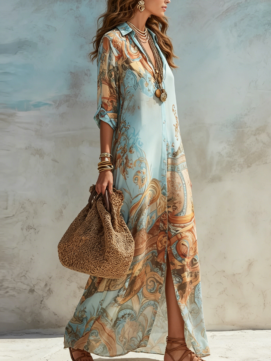Elena | Vestido camisero mediterráneo